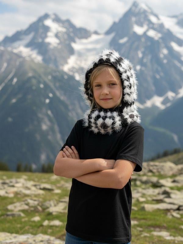 Kız Çocuk Handmade El Örgüsü Balaklava Şapka (25x30 cm)