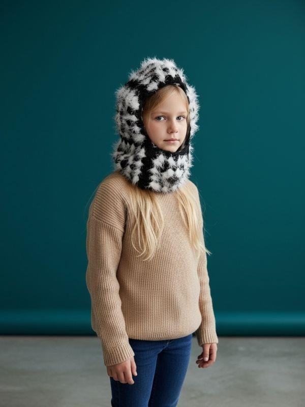 Kız Çocuk Handmade El Örgüsü Balaklava Şapka (25x30 cm)