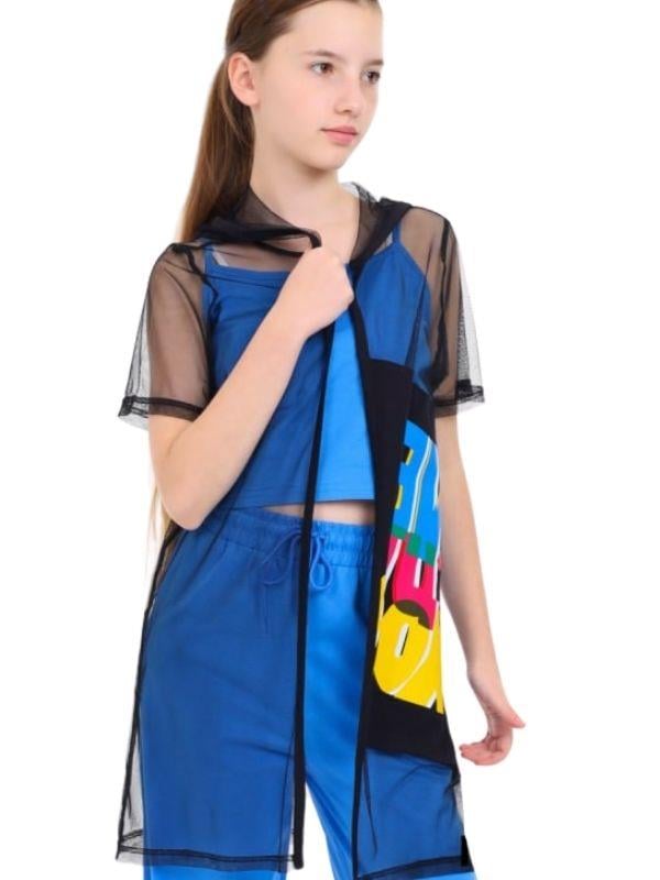 Kız Çocuk İçi Askılı Üstü Uzun Tül Hırka