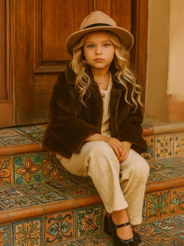 Kız Çocuk İçi Astarlı Şık Peluş Mont