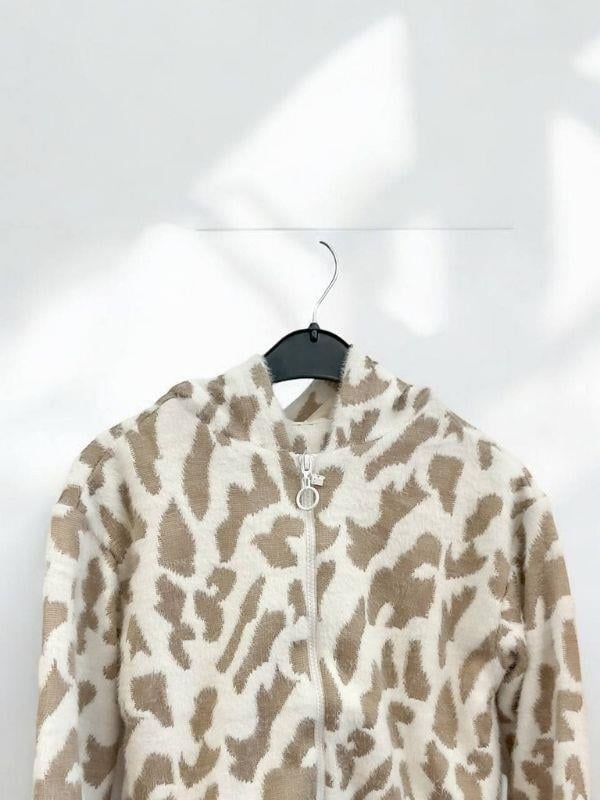 Kız Çocuk İçi Pamuk Astarlı Fermuarlı Desenli Peluş Mont