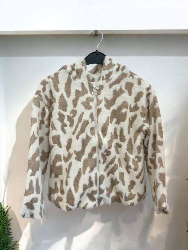 Kız Çocuk İçi Pamuk Astarlı Fermuarlı Desenli Peluş Mont