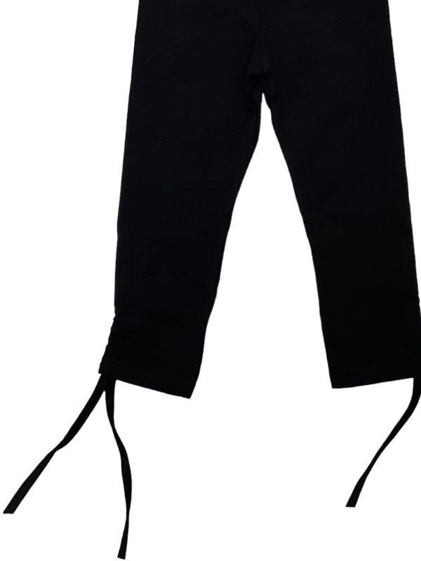 Kız Çocuk İnce Yüksek Bel Pamuklu Paçadan Büzmeli Siyah Tayt