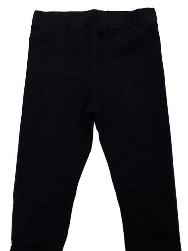 Kız Çocuk İnce Yüksek Bel Pamuklu Paçadan Büzmeli Siyah Tayt