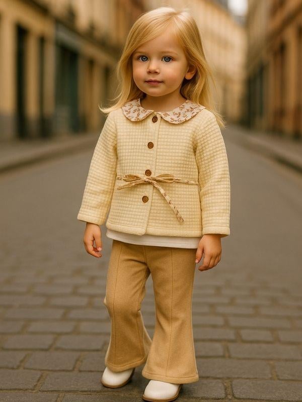 Kız Çocuk İspanyol Paça Pantolonlu Ceketli 3'lü Takım