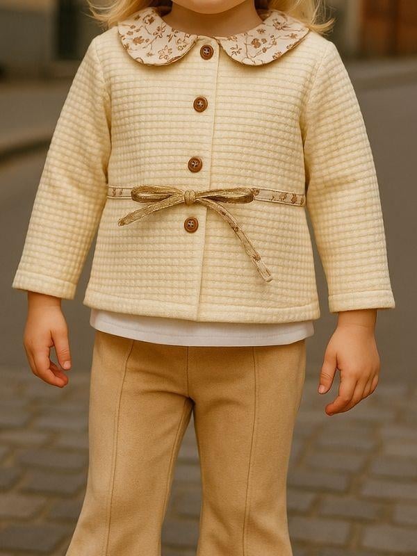 Kız Çocuk İspanyol Paça Pantolonlu Ceketli 3'lü Takım