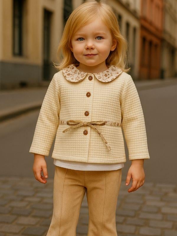 Kız Çocuk İspanyol Paça Pantolonlu Ceketli 3'lü Takım