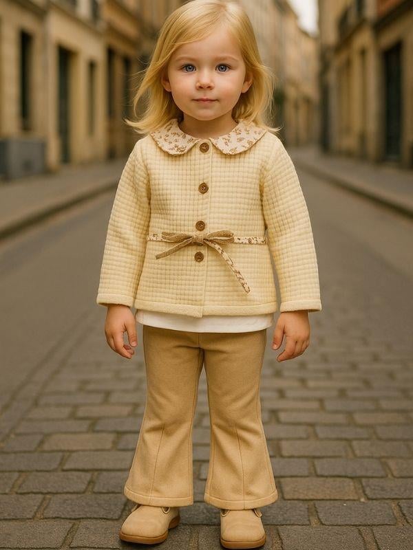 Kız Çocuk İspanyol Paça Pantolonlu Ceketli 3'lü Takım