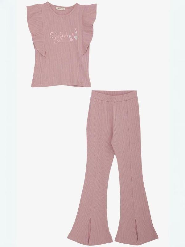 Kız Çocuk İspanyol Paça Taytlı Takım