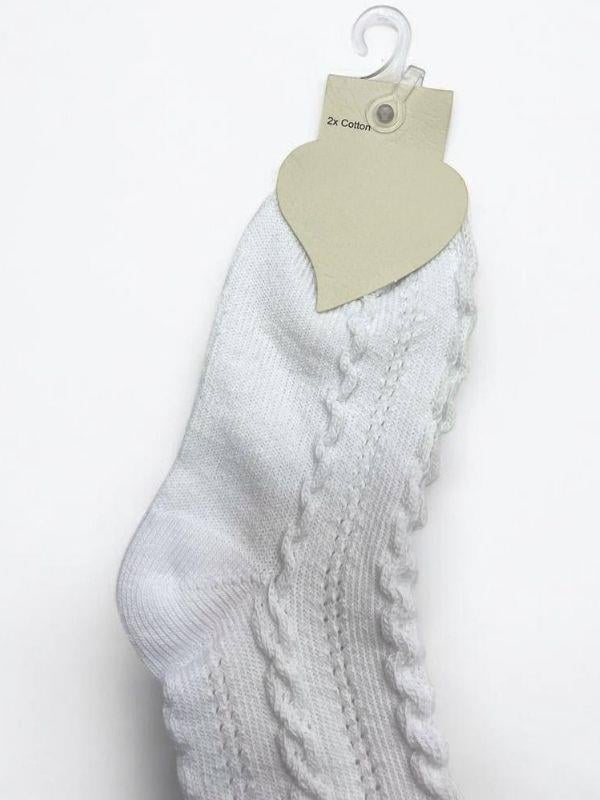 Kız Çocuk Kabartma Desenli Pamuklu Soket Çorap