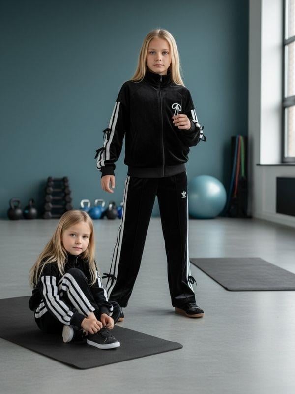 Kız Çocuk Kadife Fiyonk Detaylı Feramuarlı Tasarım Eşofman Takım