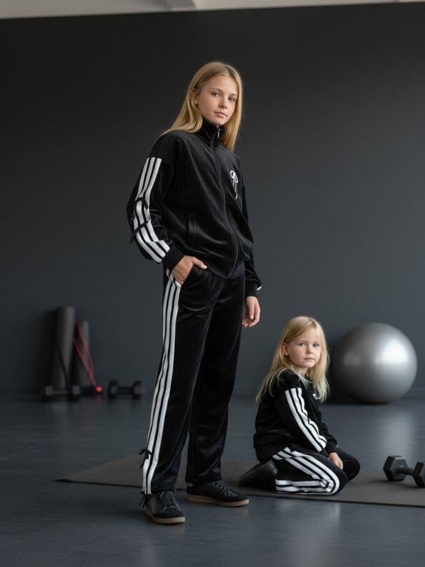 Kız Çocuk Kadife Fiyonk Detaylı Feramuarlı Tasarım Eşofman Takım