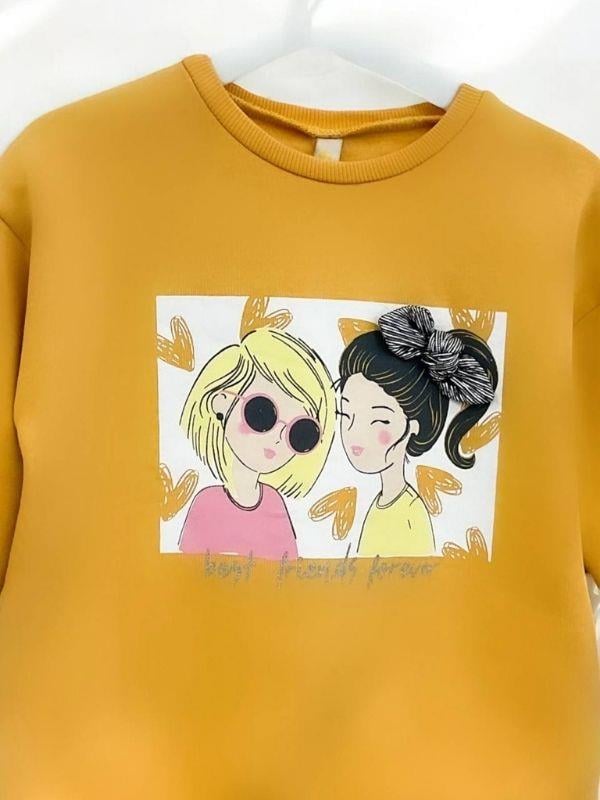 Kız Çocuk Kalın Kız Baskılı İçi Şardonlu Sweatshirt
