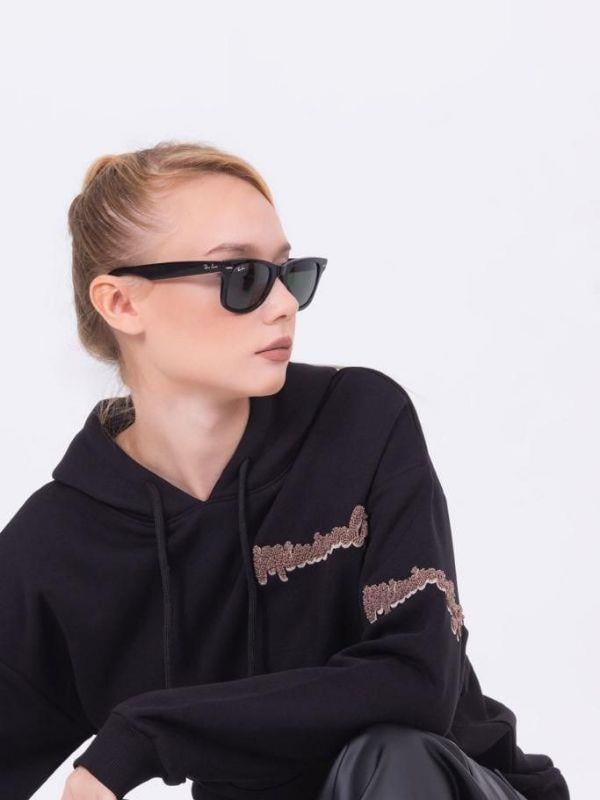 Kız Çocuk Kapüşonlu Punch İşlemeli Şardonlu Kapüşonlu Sweatshirt