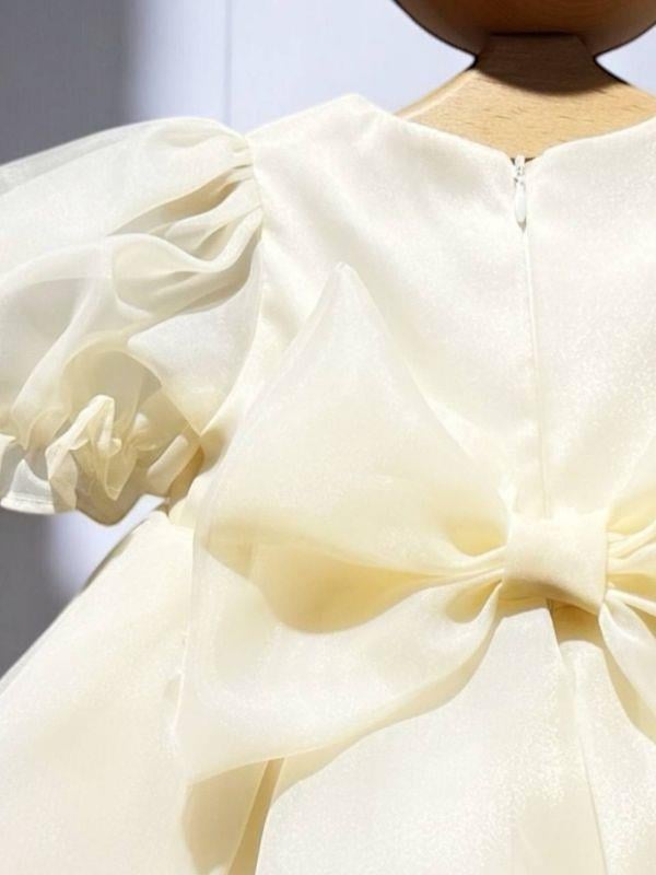 Kız Çocuk Karpuz Kol Beli Yarım Taş İşlemeli Tasarım Abiye Elbise