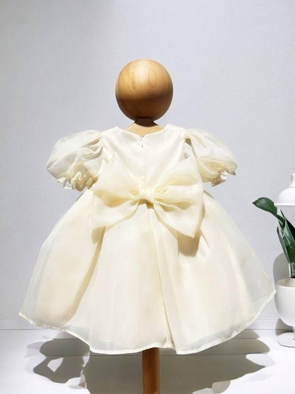 Kız Çocuk Karpuz Kol Beli Yarım Taş İşlemeli Tasarım Abiye Elbise