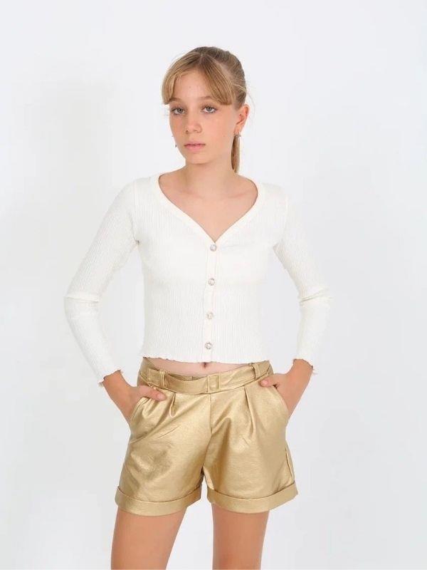 Kız Çocuk Kaşkorse Taşlı Düğmeli Hırka