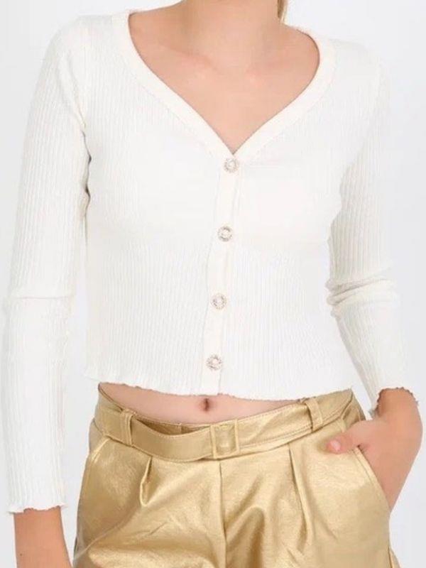 Kız Çocuk Kaşkorse Taşlı Düğmeli Hırka