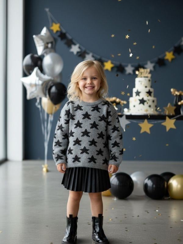 Kız Çocuk Kazak ve Elbise İkili Takım