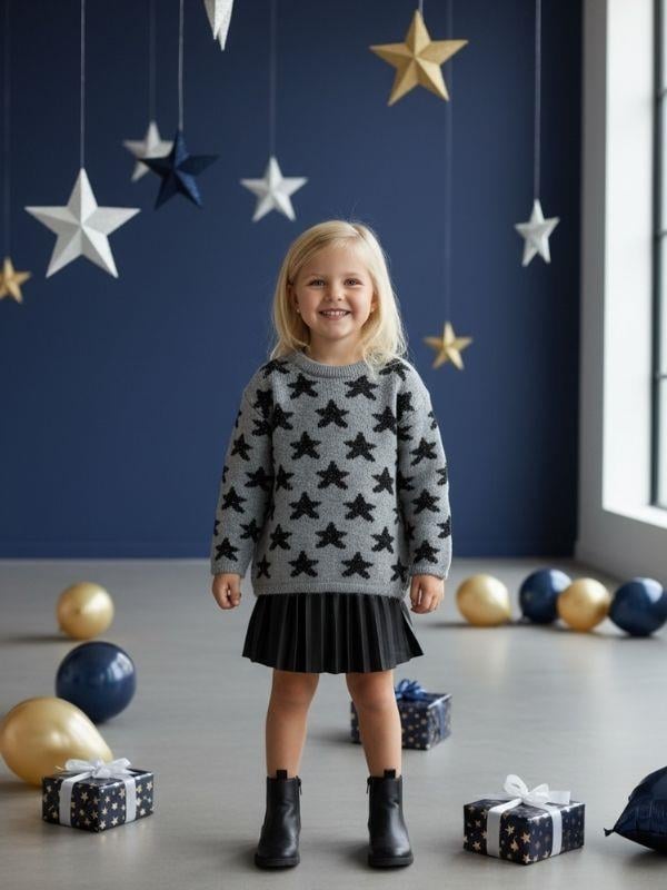 Kız Çocuk Kazak ve Elbise İkili Takım