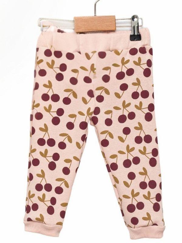 Kız Çocuk Kiraz Desenli 3 İplik Şardonlu Eşofman Takım