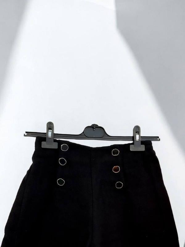 Kız Çocuk Kışlık Bel Lastikli Düğmeli Siyah Şort