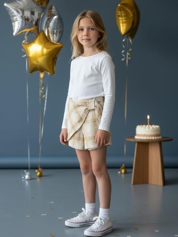 Kız Çocuk Kışlık Ekose Şort Etek