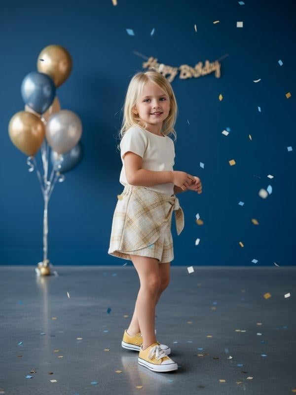 Kız Çocuk Kışlık Ekose Şort Etek