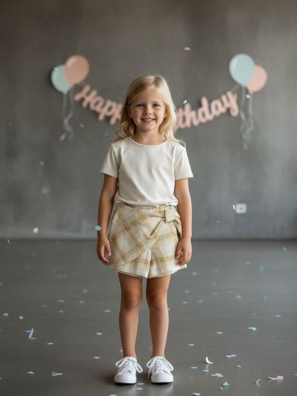 Kız Çocuk Kışlık Ekose Şort Etek