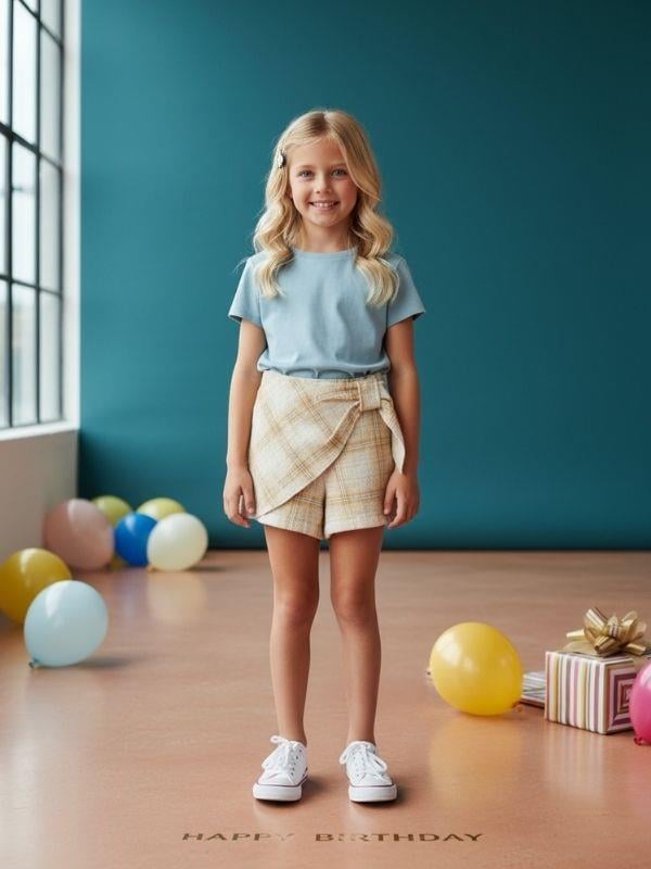 Kız Çocuk Kışlık Ekose Şort Etek