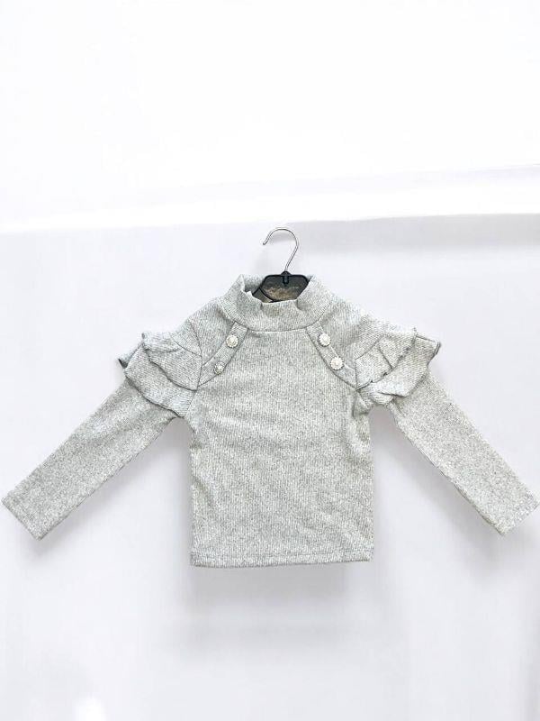 Kız Çocuk Kışlık Kolları Fırfırlı Örme Kazak