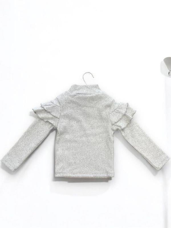 Kız Çocuk Kışlık Kolları Fırfırlı Örme Kazak