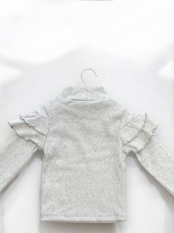 Kız Çocuk Kışlık Kolları Fırfırlı Örme Kazak