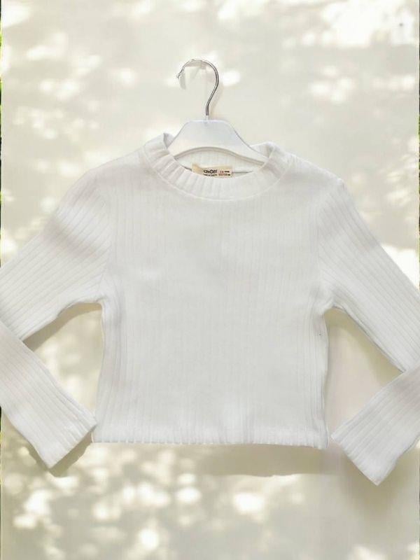 Kız Çocuk Kışlık Yuvarlak Yaka Fittili Basıc Kazak