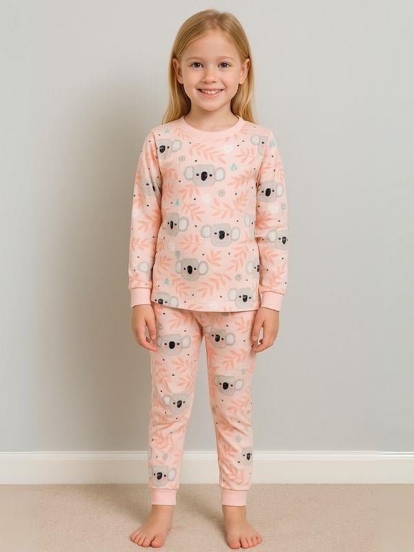 Kız Çocuk Koala Baskılı Pamuklu Pijama Takımı