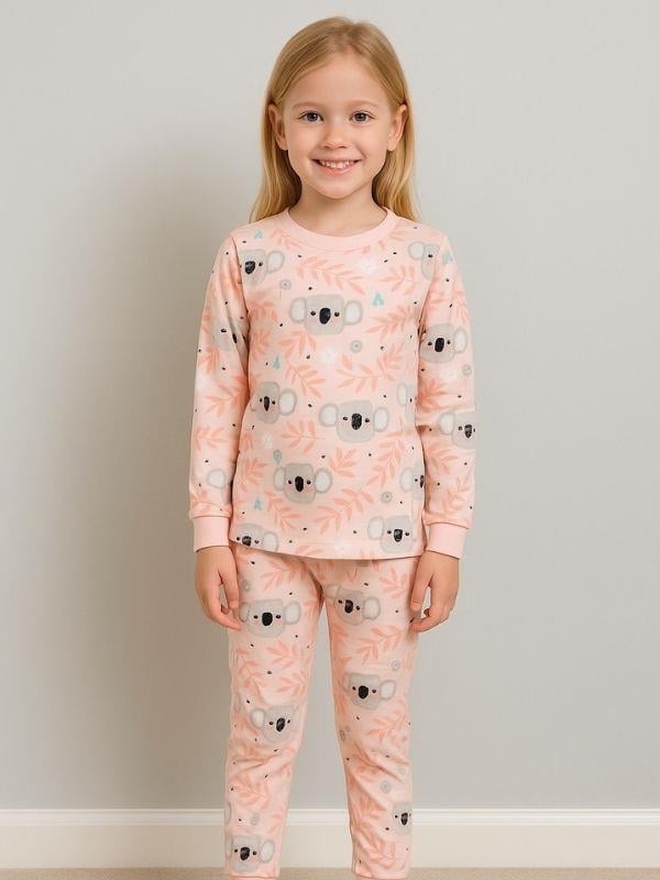 Kız Çocuk Koala Baskılı Pamuklu Pijama Takımı