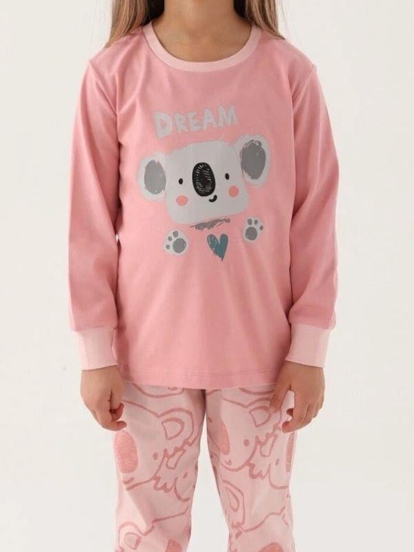 Kız Çocuk Koala Baskılı Uzun Kollu Pijama Takımı