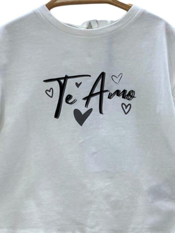 Kız Çocuk Kol Detaylı Te Amo Bluz