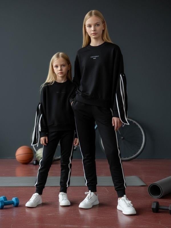 Kız Çocuk Kolları Fiyonklu Oversize Tasarım Sweatshirt