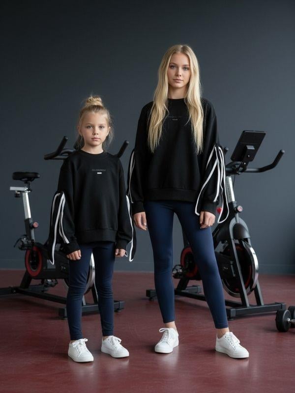 Kız Çocuk Kolları Fiyonklu Oversize Tasarım Sweatshirt