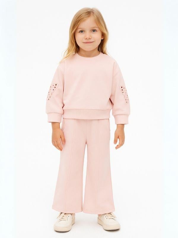 Kız Çocuk Kolları Kelebek İşlemeli Eşofman Takım