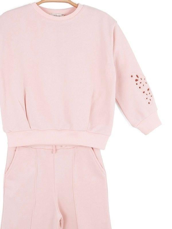 Kız Çocuk Kolları Kelebek İşlemeli Eşofman Takım