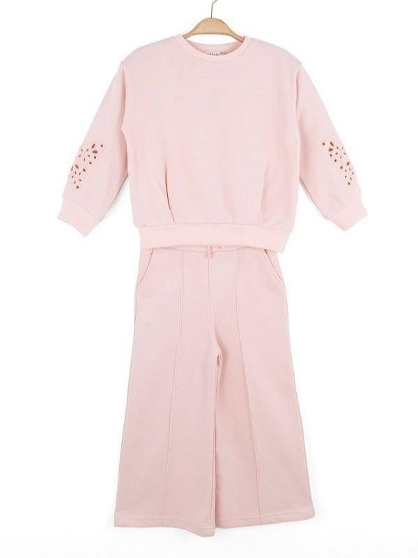 Kız Çocuk Kolları Kelebek İşlemeli Eşofman Takım