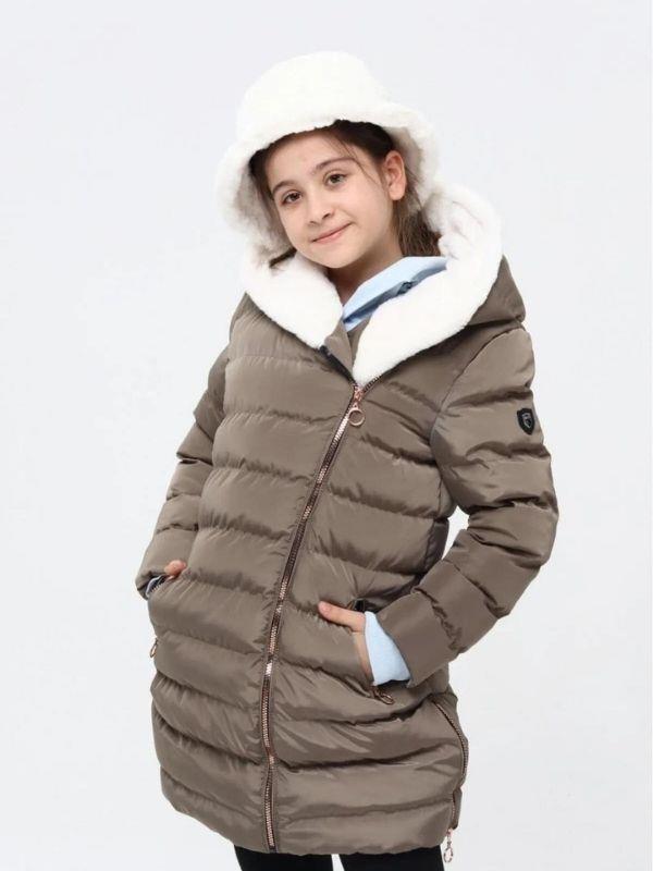Kız Çocuk Kruvaze Fermuarlı Cepli Mont