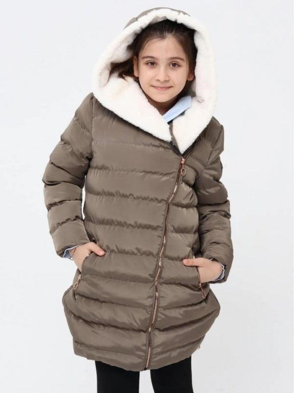Kız Çocuk Kruvaze Fermuarlı Cepli Mont