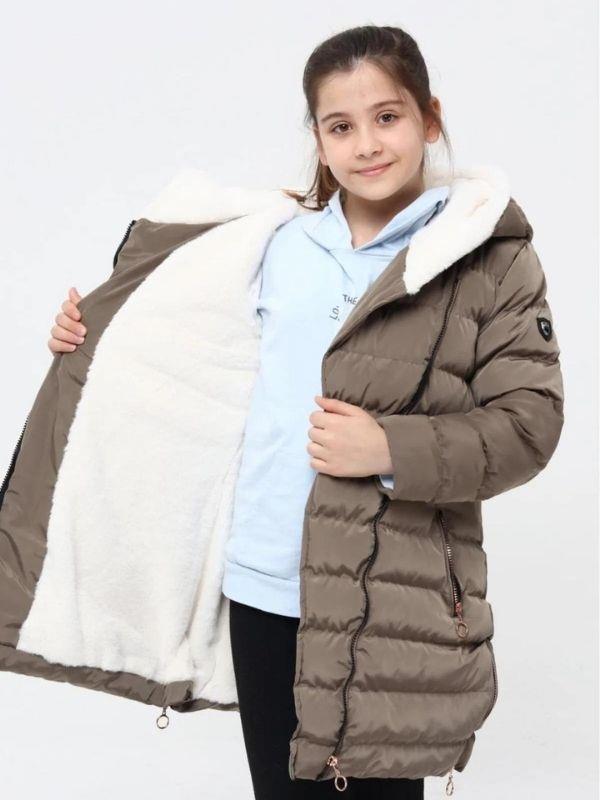 Kız Çocuk Kruvaze Fermuarlı Cepli Mont