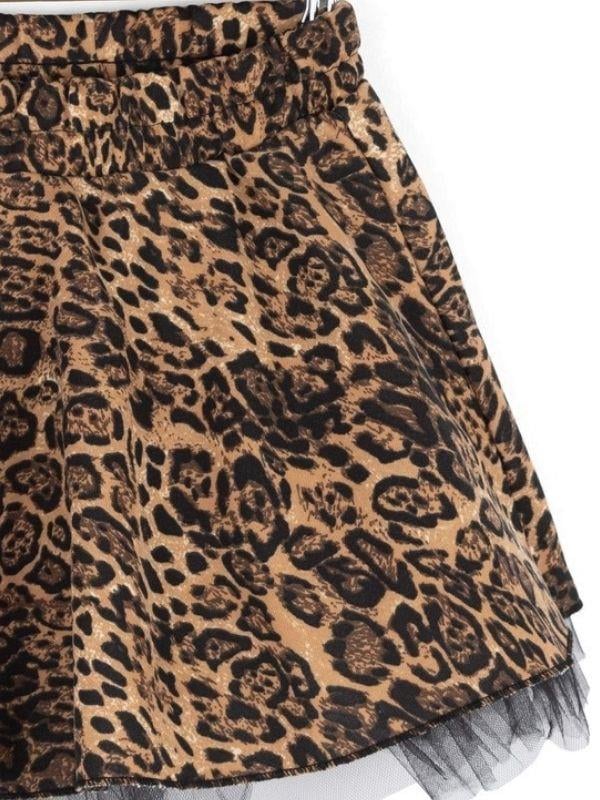 Kız Çocuk Leopar Desenli Etek