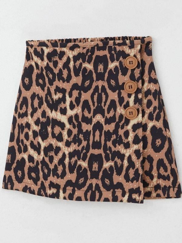 Kız Çocuk Leopar Desenli Şort Etek