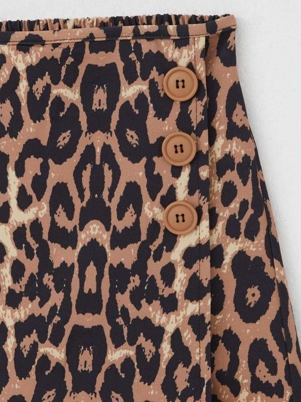 Kız Çocuk Leopar Desenli Şort Etek