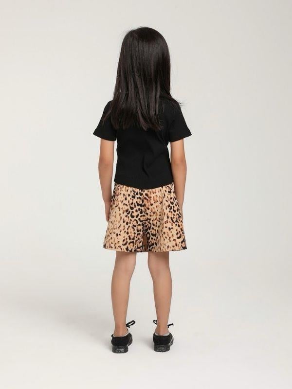 Kız Çocuk Leopar Desenli Şort Etek